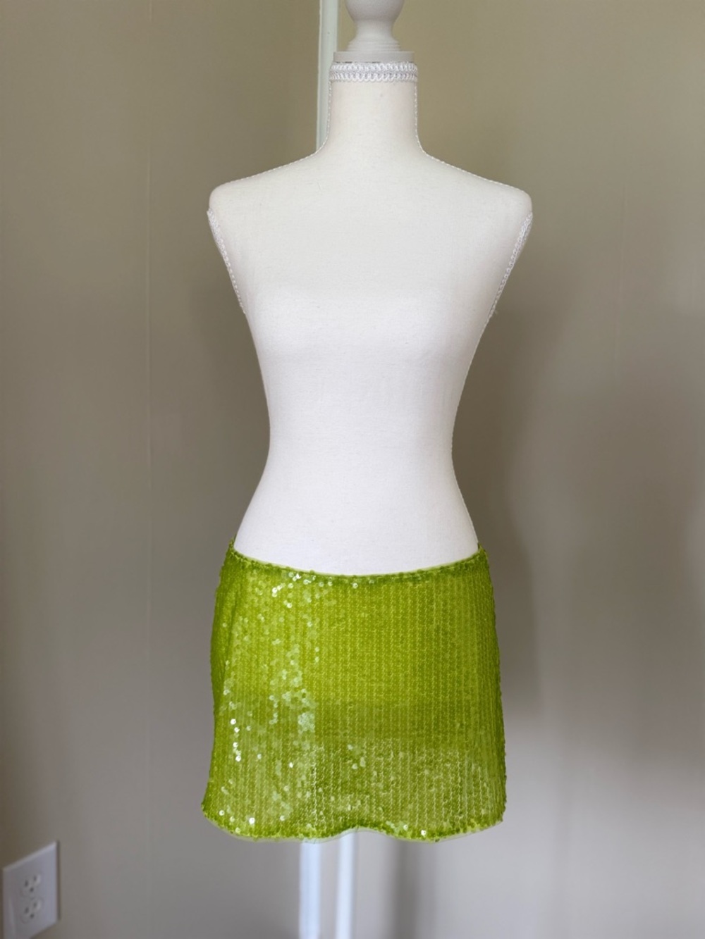 NEW Kenna Sheer Sequin Micro Mini Skirt Green Fashion Nova Mermaid Core Fairy M - Picture 5 of 14